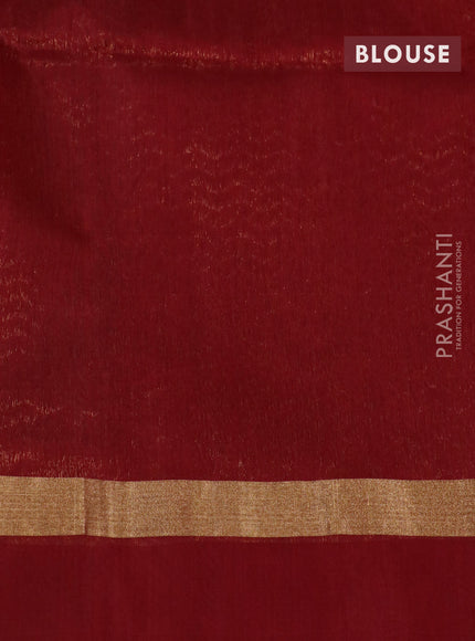 Kora silk cotton saree light blue and maroon with zari woven buttas and zari woven simple border