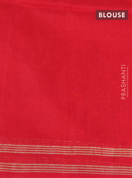 Kora silk cotton saree mustard yellow and red with zari woven buttas and zari woven border