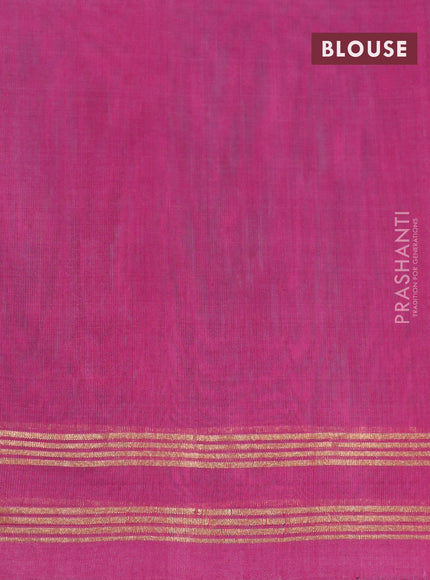 Kora silk cotton saree teal green and pink shade with zari woven buttas and zari woven border