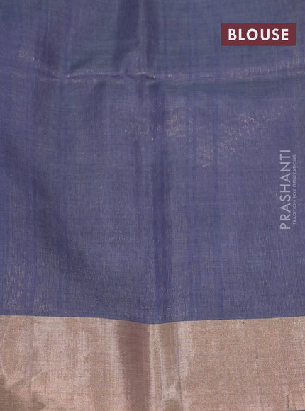 Kora silk cotton saree dual shade of pink and bluish grey with thread & zari woven buttas and zari woven border