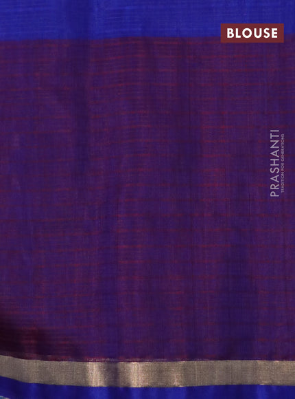 Kora silk cotton saree mild purple and blue with thread & zari woven buttas and long butta zari woven border