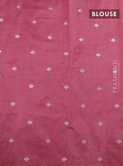 Banarasi semi katan silk saree pastel pink with allover zari weaves and zari woven border