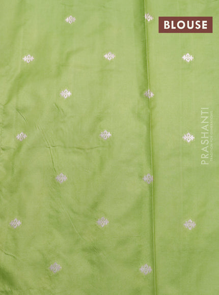 Banarasi semi katan silk saree light green with allover zari weaves and zari woven border