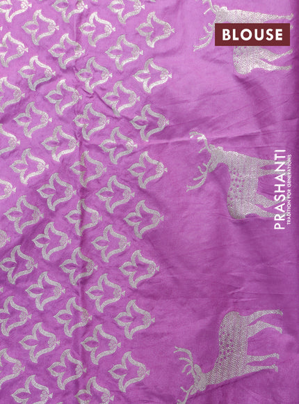 Banarasi semi katan silk saree purple shade with zari woven floral buttas and zari woven butta border