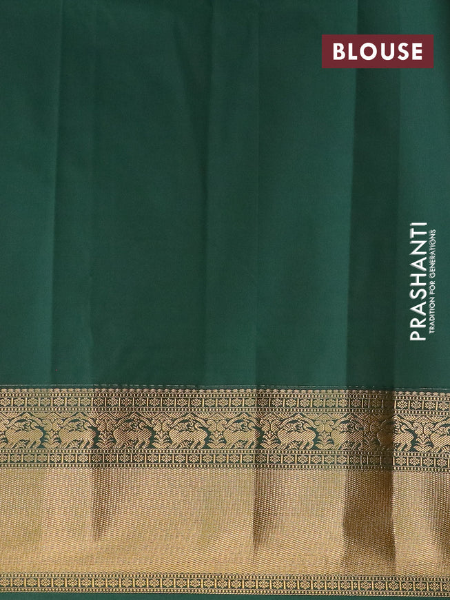 Semi kanjivaram silk saree candy pink and green with zari woven buttas and long zari woven korvai border