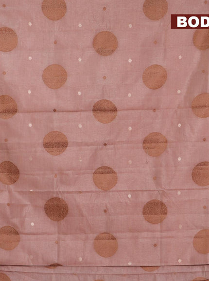 Semi raw silk saree rosy brown with thread & zari woven buttas and woven border