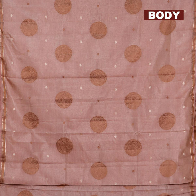 Semi raw silk saree rosy brown with thread & zari woven buttas and woven border