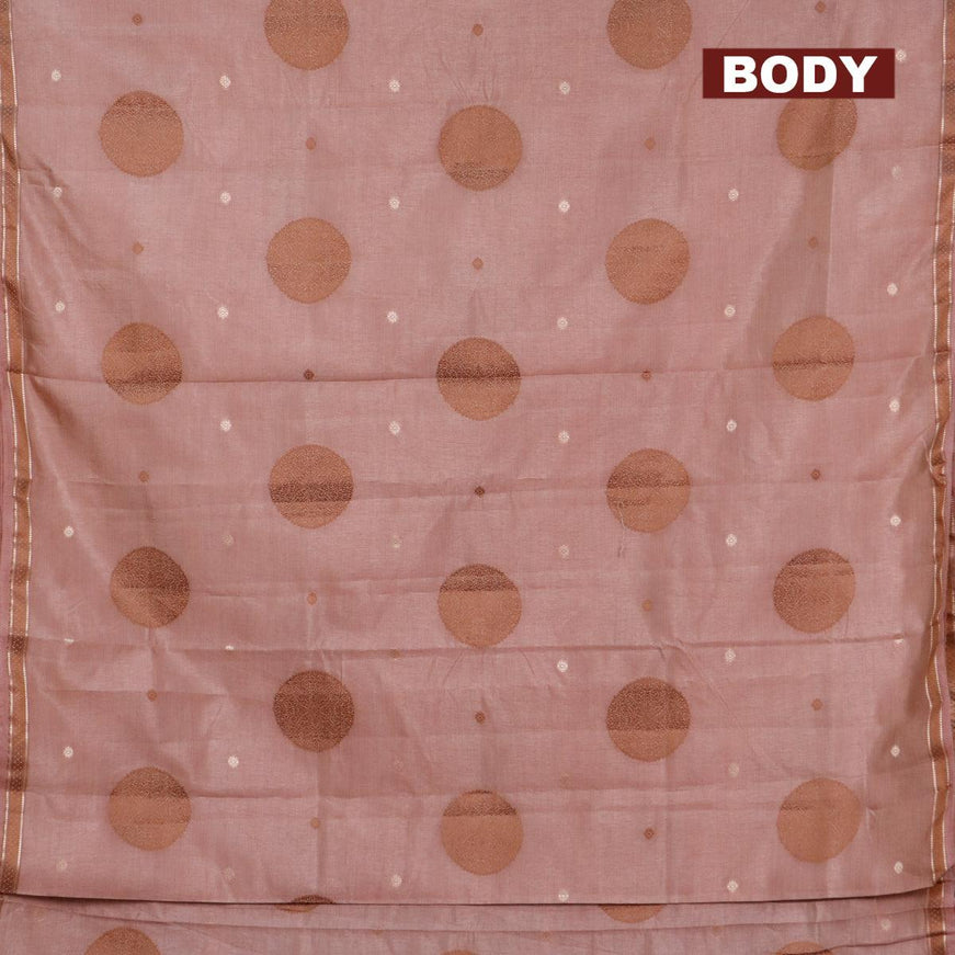 Semi raw silk saree rosy brown with thread & zari woven buttas and woven border