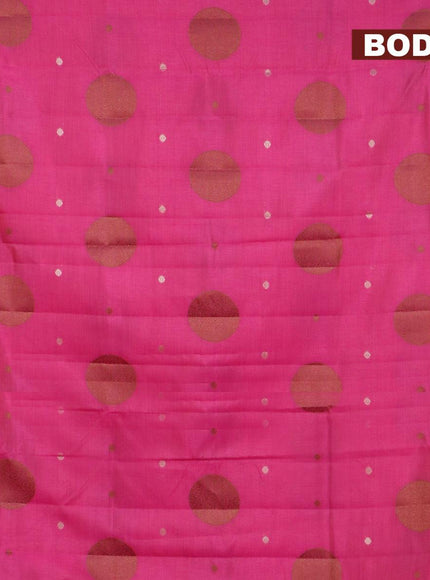 Semi raw silk saree pink with thread & zari woven buttas and woven border