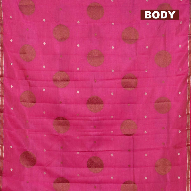 Semi raw silk saree pink with thread & zari woven buttas and woven border