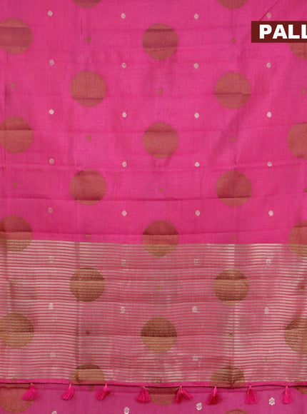 Semi raw silk saree pink with thread & zari woven buttas and woven border