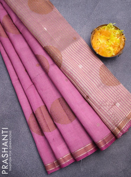 Semi raw silk saree mild purple with thread & zari woven buttas and woven border