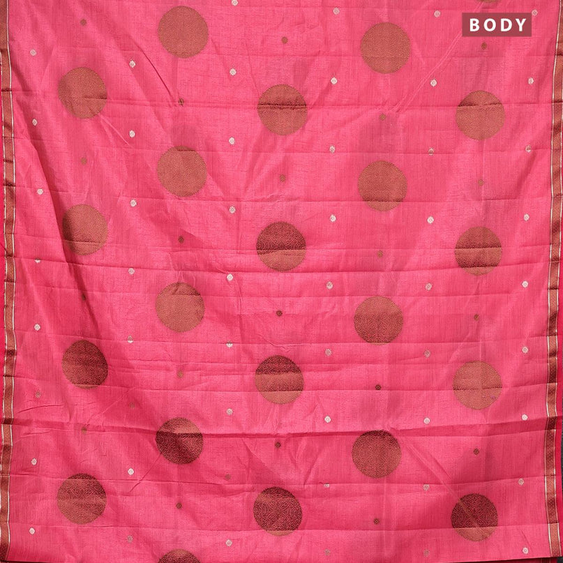 Semi raw silk saree pink shade with thread & zari woven buttas and woven border