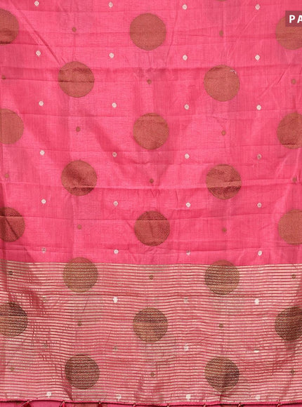 Semi raw silk saree pink shade with thread & zari woven buttas and woven border