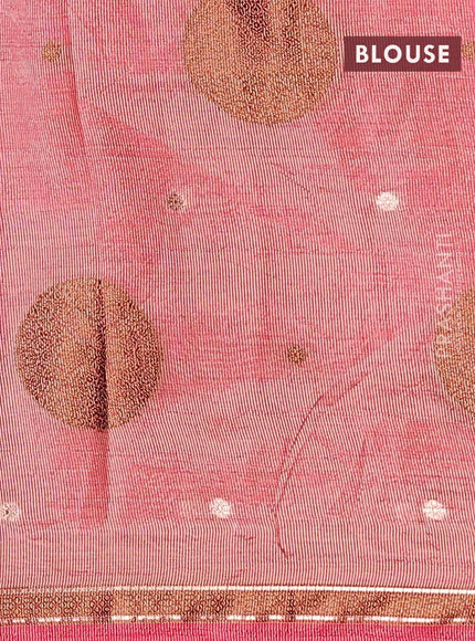 Semi raw silk saree pink shade with thread & zari woven buttas and woven border