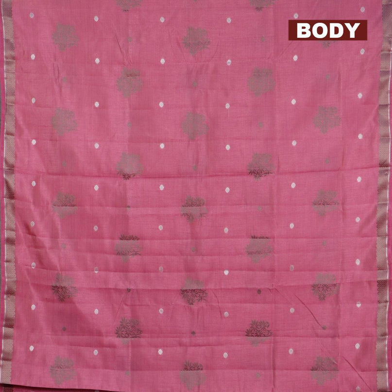 Semi raw silk saree purple shade with thread & silver zari woven buttas and woven border