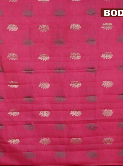 Semi raw silk saree pink with thread & zari woven buttas and simple border