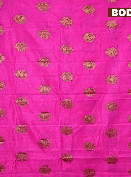 Semi raw silk saree pink with zari woven buttas and small zari woven border