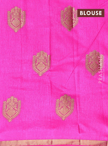 Semi raw silk saree pink with zari woven buttas and small zari woven border