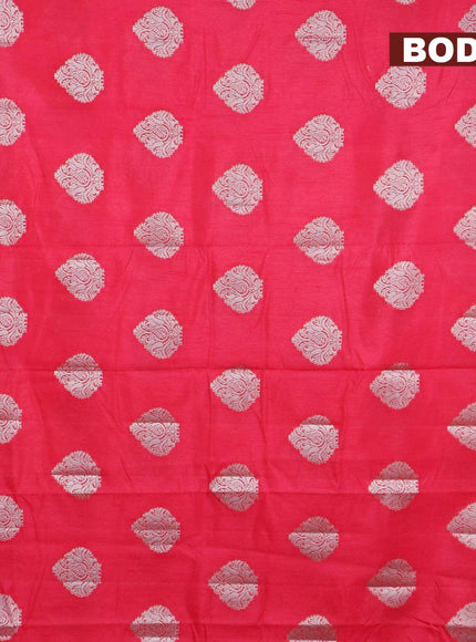 Semi raw silk saree pink with silver zari woven buttas and silver zari woven border