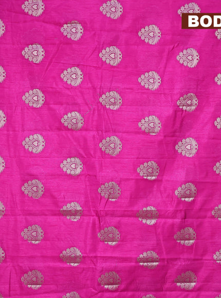 Semi raw silk saree pink with silver zari woven buttas and silver zari woven border