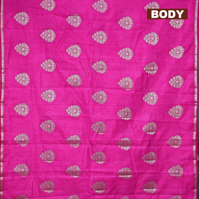 Semi raw silk saree pink with silver zari woven buttas and silver zari woven border