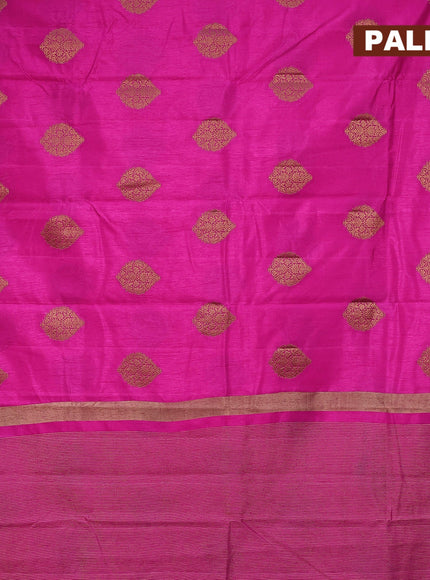 Semi raw silk saree pink with zari woven buttas and small zari woven border