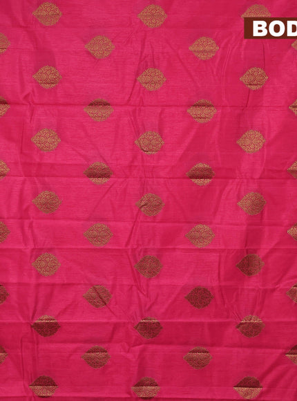 Semi raw silk saree red with zari woven buttas and small zari woven border