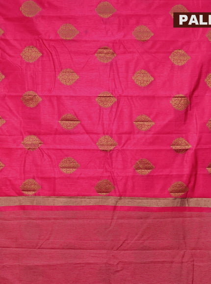 Semi raw silk saree red with zari woven buttas and small zari woven border