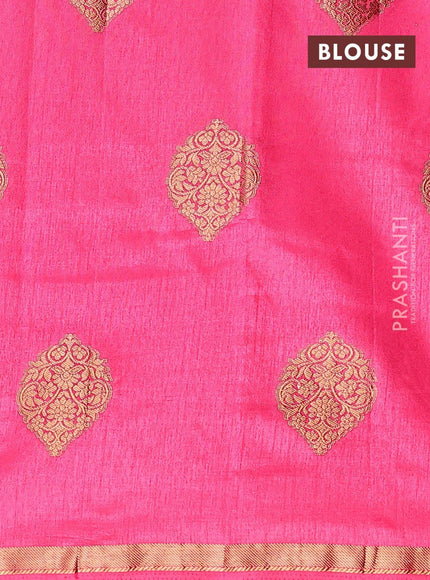 Semi raw silk saree red with zari woven buttas and small zari woven border