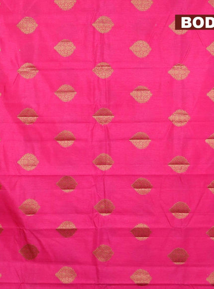 Semi raw silk saree pink with zari woven buttas and small zari woven border