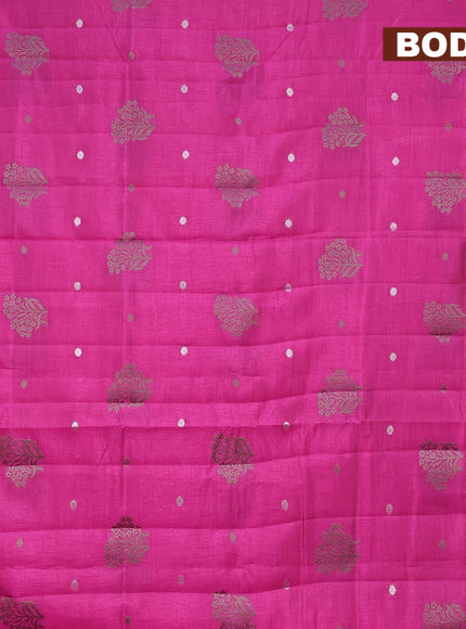 Semi raw silk saree pink with thread & silver zari woven buttas and woven border