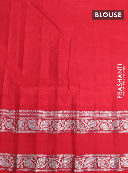 Pure gadwal silk saree lime green and red with allover stripes pattern and temple design rettapet silver zari woven border