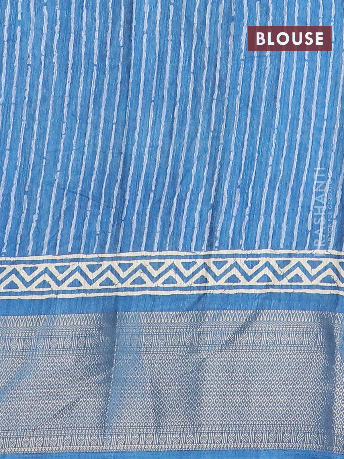 Semi dola saree blue with allover batik butta prints and zari woven bo ...