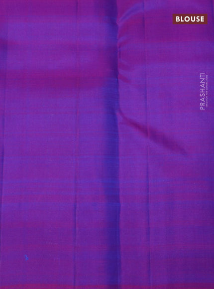 Pure kanjivaram silk saree light blue and purple with zari woven buttas and rich zari woven border