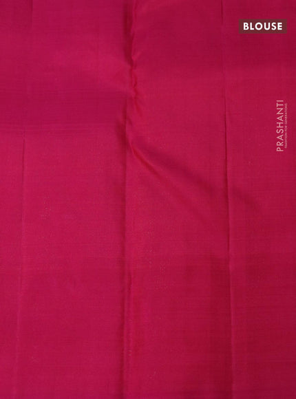 Pure kanjivaram silk saree teal blue and pink with zari woven box type buttas in borderless style