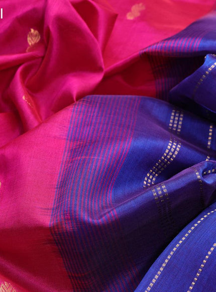 Silk cotton saree pink and blue with zari woven buttas and zari woven border