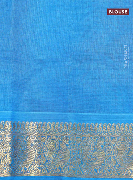 Silk cotton saree dual shade of pinkish yellow and cs blue with allover self emboss jaquard and annam zari woven border