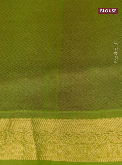 Silk cotton saree magenta pink and light green with allover self emboss jaquard and zari woven border