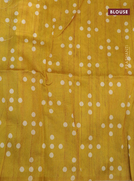 Chappa saree yellow and cream with plain body and madhubani printed border