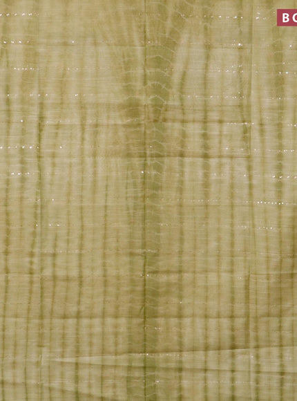 Bamboo silk saree elaichi green and sap green with allover tie & dye prints sequin work in borderless style