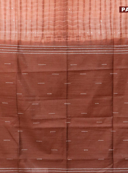 Bamboo silk saree pastel brown and brown with allover tie & dye prints sequin work in borderless style