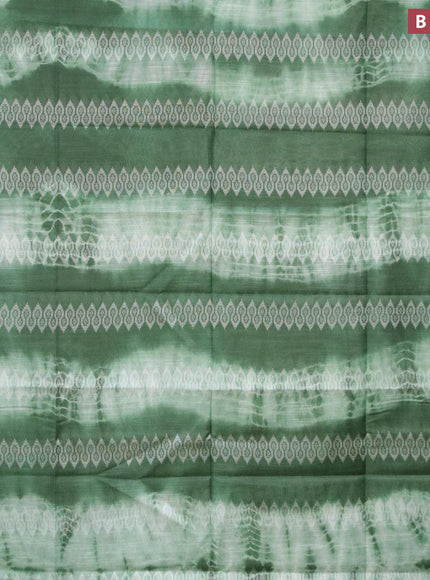 Bamboo silk saree green shade and dark green with allover tie & dye prints & thread weaves in borderless style