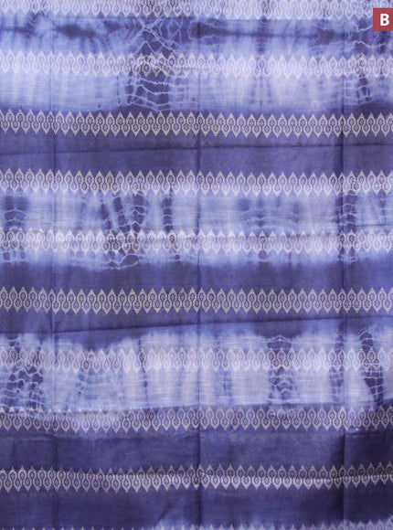 Bamboo silk saree blue shade and navy blue with allover tie & dye prints & thread weaves in borderless style