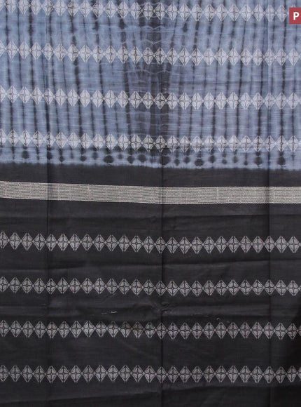 Bamboo silk saree grey and black with allover tie & dye prints & thread weaves in borderless style