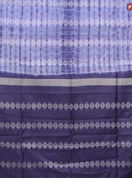 Bamboo silk saree blue shade and navy blue with allover tie & dye prints & thread weaves in borderless style