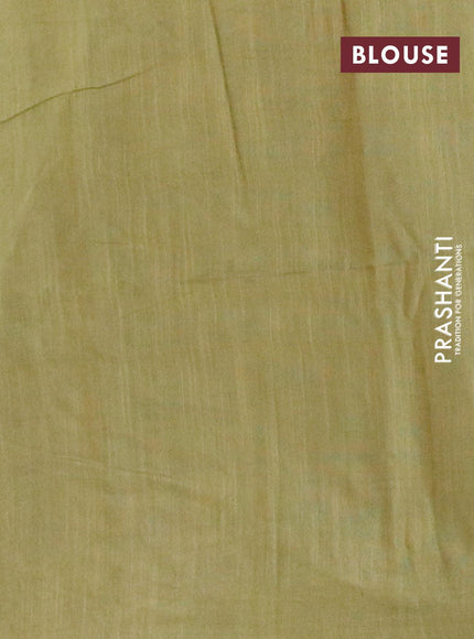 Bamboo silk saree elaichi green and sap green with allover tie & dye prints & thread weaves in borderless style