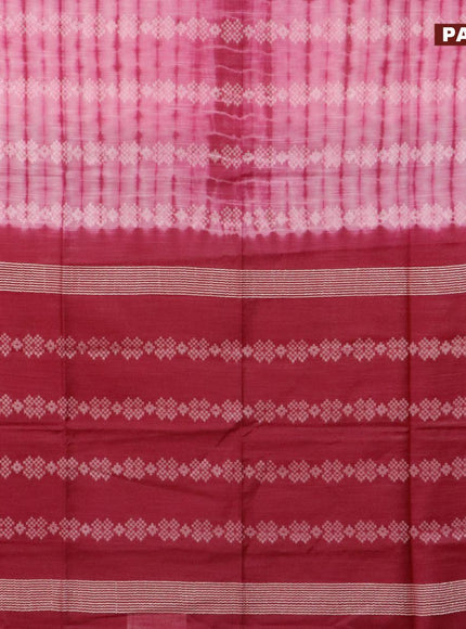 Bamboo silk saree pink and dark magenta with allover tie & dye prints & thread weaves in borderless style