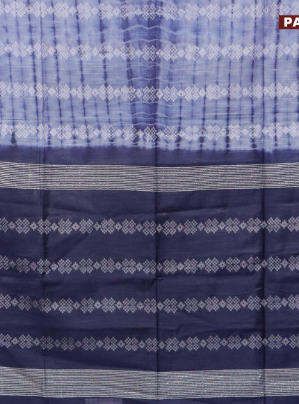 Bamboo silk saree pastel blue and navy blue with allover tie & dye prints & thread weaves in borderless style