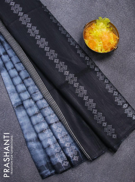 Bamboo silk saree grey and black with allover tie & dye prints & thread weaves in borderless style